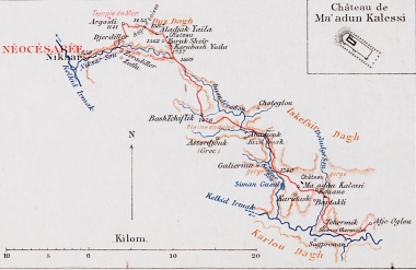 Χάρτης της περιοχής από το Νικσάρ μέχρι τη λίμνη Ζινάβ, Μικρά Ασία.