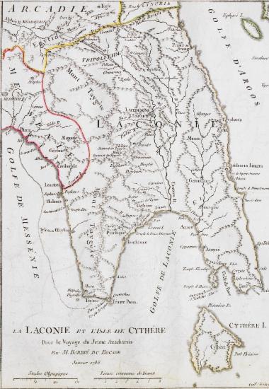 Χάρτης της Λακωνίας και των Κυθήρων.