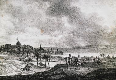 Άποψη του Αγίου Ιωάννη Άκρας από το γαλλικό στρατόπεδο.
