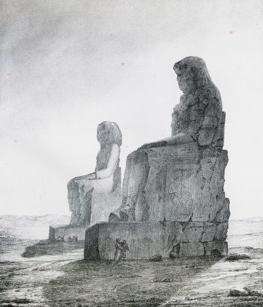 Τα κολοσσιαία αγάλματα του Αμένωφι Γ΄ (Κολοσσοί του Μέμνονα) στις Θήβες της Αιγύπτου.