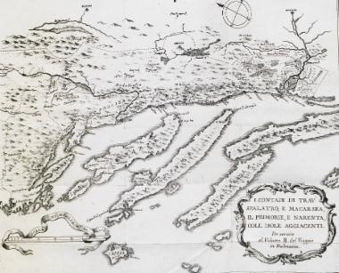 Χάρτης των ακρών της Δαλματίας από το Τρογκίρ μέχρι το Οπούζεν.