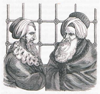 Οθωμανοί αξιωματούχοι που ο συγγραφέας συνάντησε στην οικία του οθωμανού διοικητή της Τρίπολης.