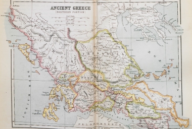 Χάρτης της Στερεάς Ελλάδας, της Εύβοιας, της Θεσσαλίας και της Ηπείρου.