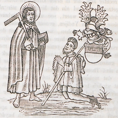 Ο συγγραφέας προσεύχεται ενώπιον του Αποστόλου Θωμά κατά την υποτιθέμενη επίσκεψή του στην κρύπτη του αγίου στο Τσενάι (Μαντράς) της Ινδίας.