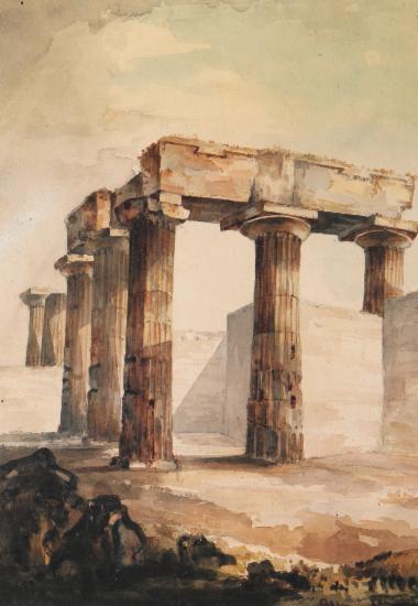 Ο ναός του Απόλλωνα στην αρχαία Κόρινθο.