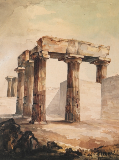 Ο ναός του Απόλλωνα στην αρχαία Κόρινθο.
