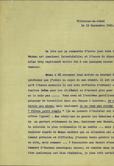Επιστολή του Pierre προς τον Ελ. Βενιζέλο