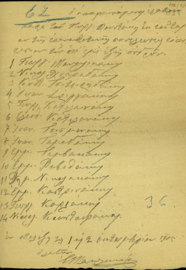 Απόδειξη του Ι. Μανωλικάκη προς τον Μουντάκη για την παραλαβή του σιτηρεσίου των αναγραφόμενων ανδρών από το ταμείο της Επαναστατικής Συνέλευσης Θερίσου.