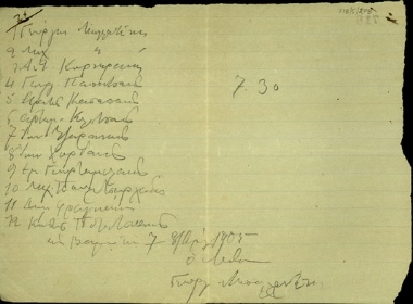 Απόδειξη παραλαβής χρηματικού ποσού για τους αναγραφόμενους άνδρες.