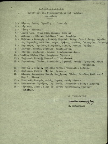 Κατάστασις εμφαίνουσα τας αναγνωρισθείσας υπό γεωλόγων περιοχάς.