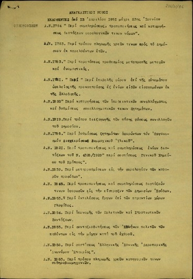 Κατάλογος αναγκαστικών νόμων που εκδόθηκαν από 13 Απριλίου 1951 μέχρι 23 Ιουνίου 1951.
