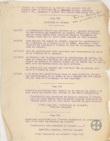 Extrait de l'Annuaire de la Société des Nations 1920-1927
