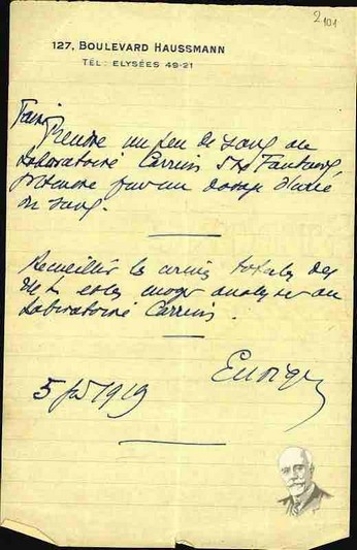 Note by Klearchos Markantonakis, concerning a medical prescription.