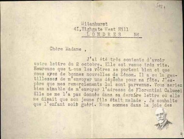 Letter from Elena Venizelou to Maria Lygkouni
