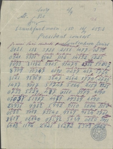 Τηλεγράφημα του Βασιλιά Κωνσταντίου προς τον Ε.Βενιζέλο σχετικά με τα ποτελέσματα της επισκκεψής του στο Παρίσι.