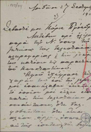 Επιστολή του Λ.Β.Μελά προς τον Ε.Βενιζέλο σχετικά με την παραίτηση του Κωνσταντίνου και το ζήτημα της Θράκης.