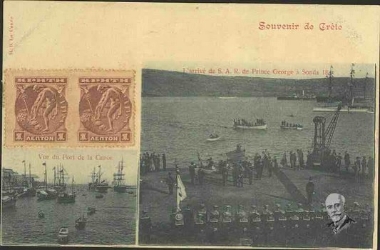 Η άφιξη του Πρίγκιπα Γεωργίου Α΄, Ύπατου Αρμοστή Κρήτης στη Σούδα, 9/12 1898. Άποψη του λιμανιού των Χανίων.