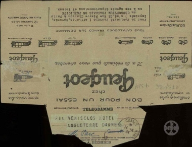 Telegram from G. Roussos and Eliakis to E. Venizelos, concerning the referendum results.