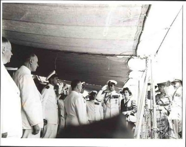 Sophocles Venizelos and the Royal couple in Elefsina during the celebrations for the completion of the 