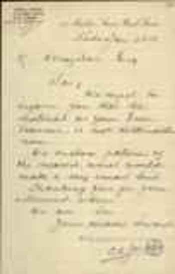 Letter concerning cloth ordered by Eleftherios Venizelos.