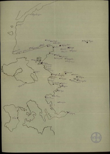 Χάρτης των παραλίων της Μ. Ασίας, της Μυτιλήνης, της Χίου και των Μοσχονησίων.
