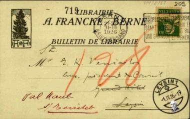 Bulletin des Librairies [ενημερωτικό δελτίο] στο όνομα του Ελευθερίου Βενιζέλου σχετικά με μία παραγγελία του.