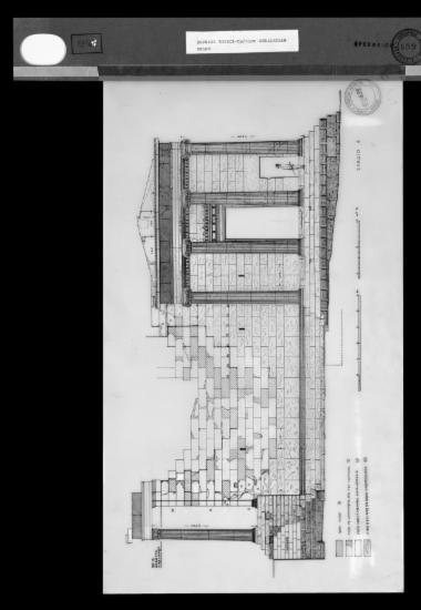 Πρόταση αποκατάστασης του βόρειου τοίχου με την καταγραφή της κατάστασης των λιθοπλίνθων και την επισήμανση του ορίου της αναστήλωσης Μπαλάνου