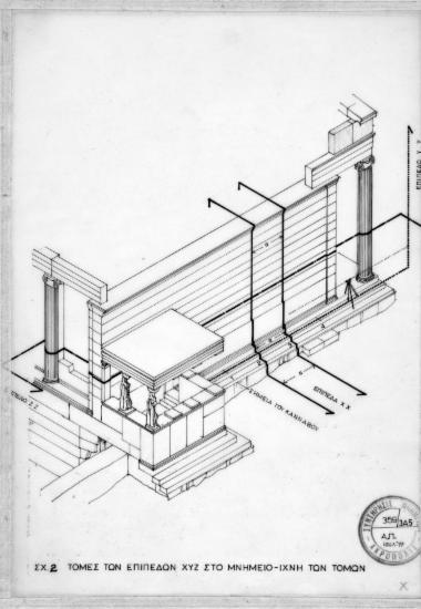Προσδιορισμός τομών των επιπέδων Χ,Υ,Ζ στο νότιο και δυτικό τοίχο του μνημείου