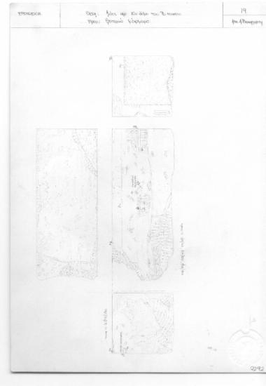 Αποτύπωση του λίθου 19 του βόρειου τοίχου, με την επισήμανση των επεμβάσεων Μπαλάνου